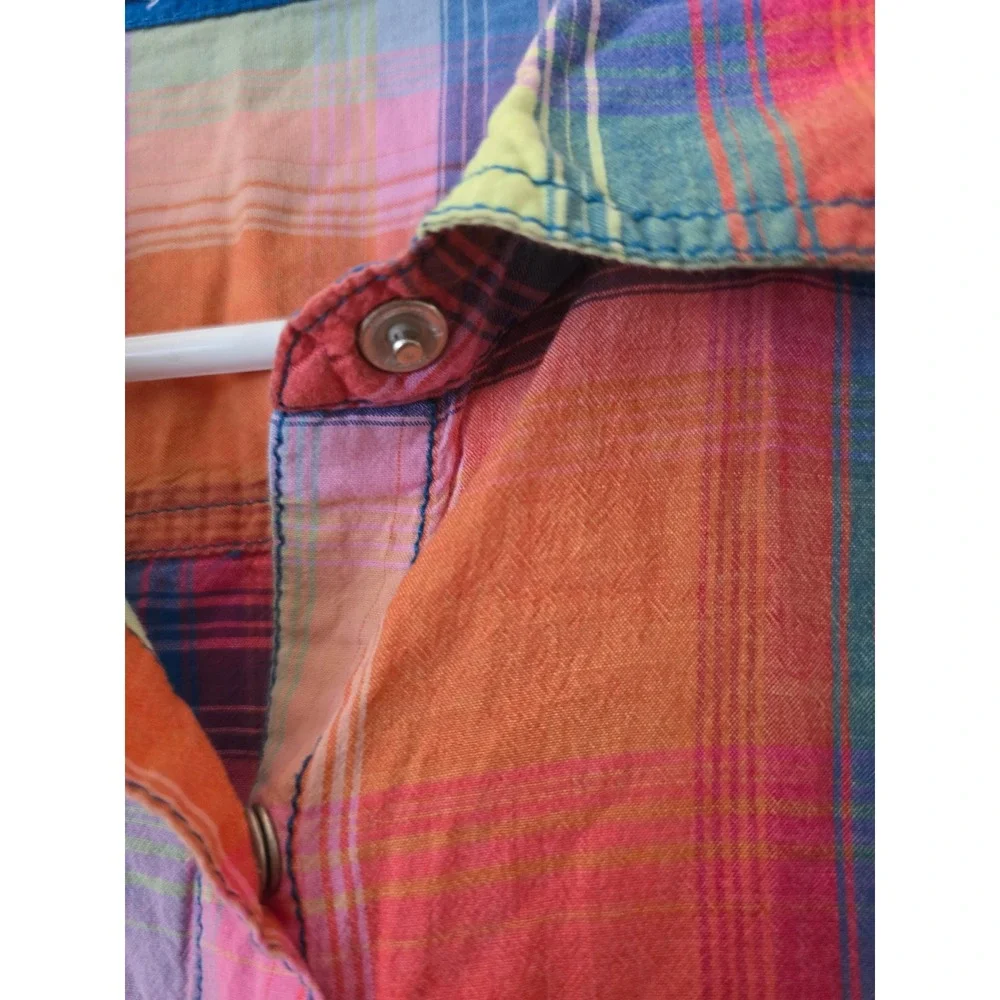 Maurices Womens Plaid Button Down Shirt Multi Color Cotton Long Sleeve Top Sz 0